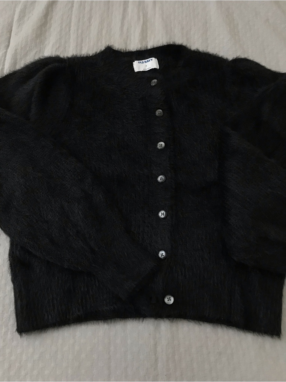 Old Navy Black Fuzzy Button-Front Cardigan